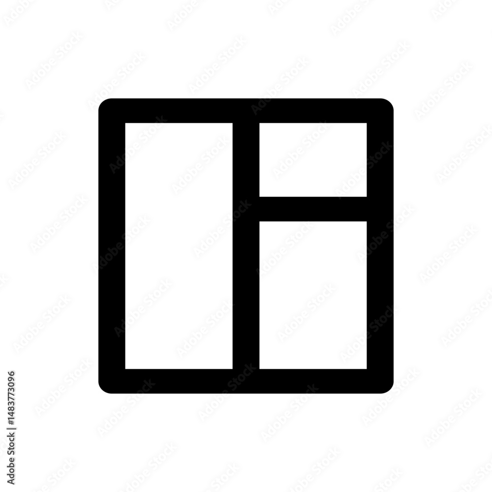 Poster illustration of a layout with a large left column and two smaller columns on the right side inside a