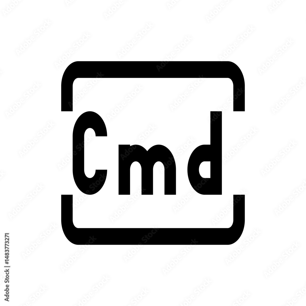 Poster illustration of the command key symbol with the letters cmd inside a rounded rectangle shape in blac