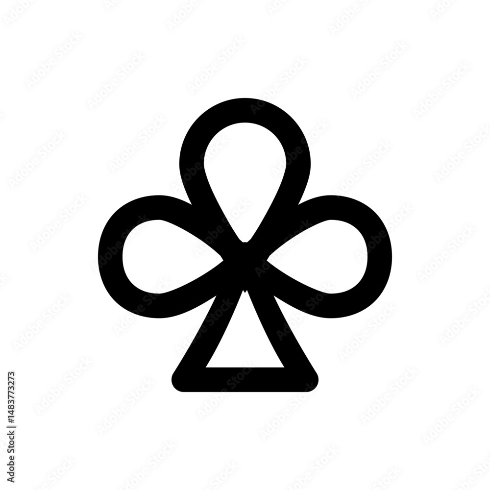 Aufkleber illustration of a black clover symbol with rounded edges and a triangular base on a white background