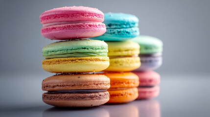 A colorful stack of macarons showcasing vibrant flavors and delightful textures.