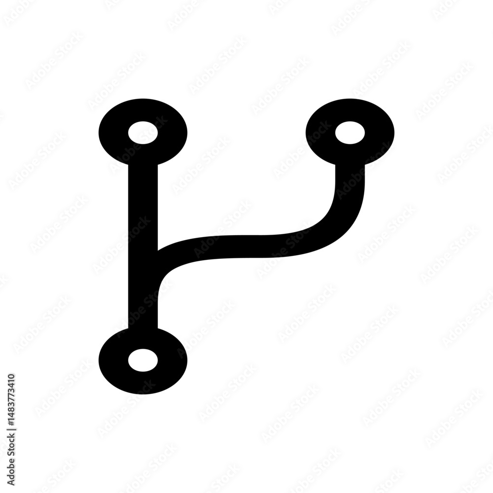 Poster illustration of a branching structure with three circular nodes connected by thick black lines desig