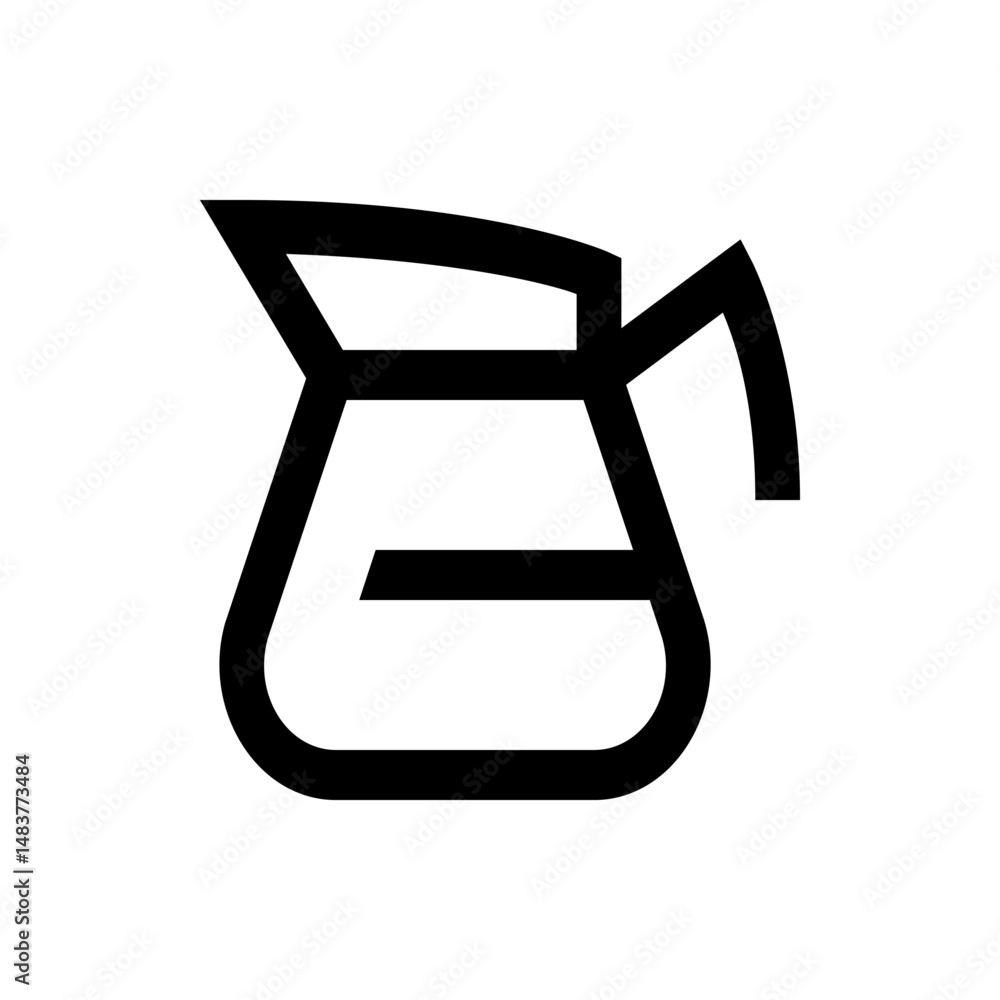 Poster simple black outline drawing of a coffee carafe with a handle and a horizontal line inside the caraf