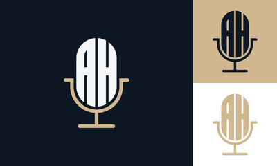 AH podcast mic monogram logo design