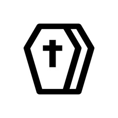 Obraz premium Illustration of a coffin with a cross in the center, depicted in a simple, bold, line art style design