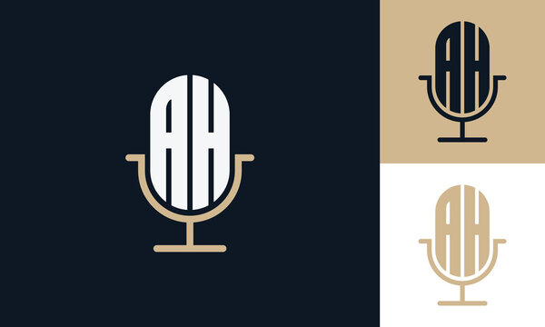 AH podcast mic monogram logo design