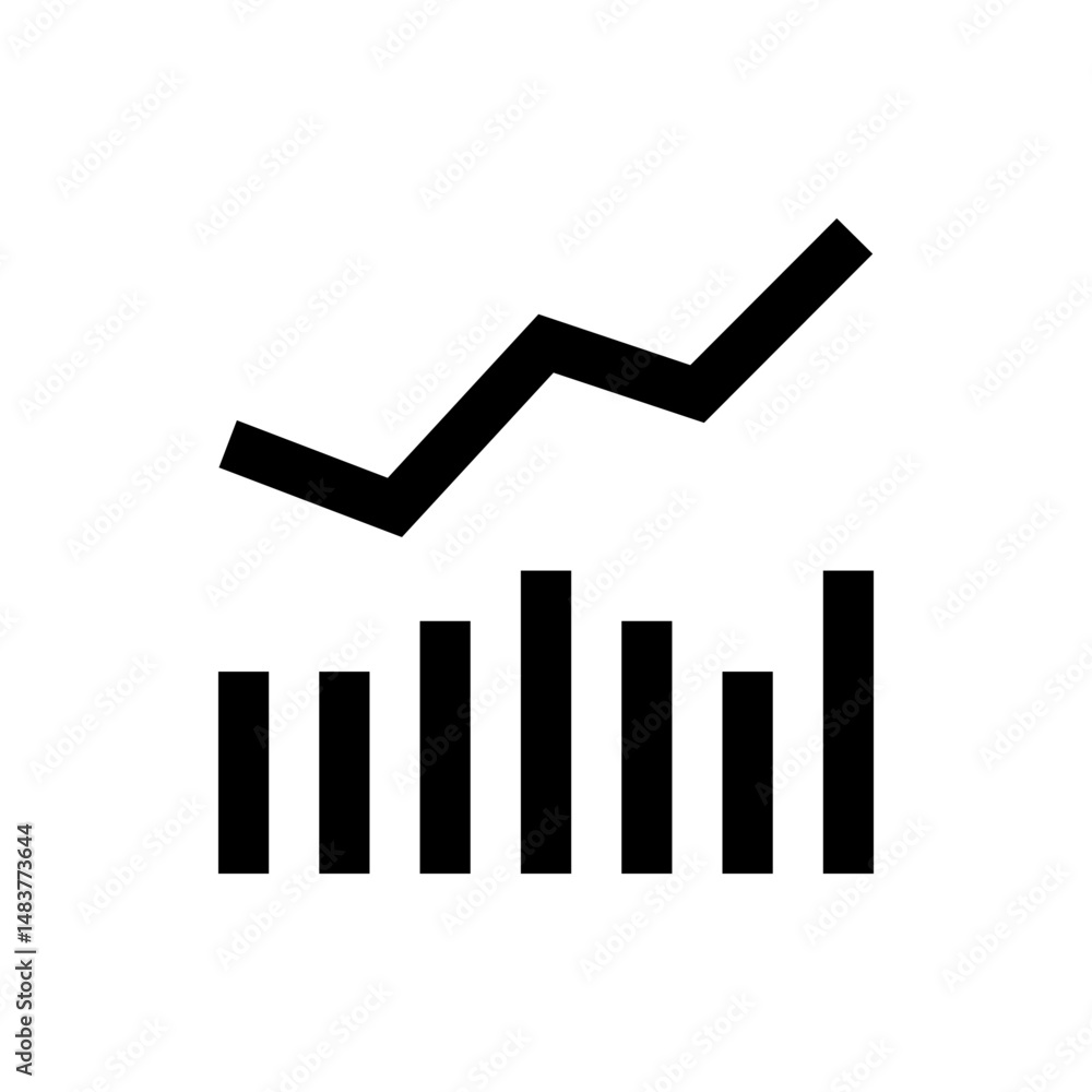 Aufkleber black bar graph showing upward trend line indicating growth and progress in a visual representation