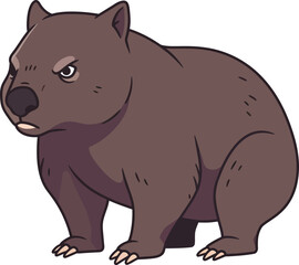 Fototapeta premium Wombat animal illustration with brown fur natural wildlife vector design 
