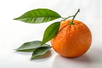 Fresh Orange with Green Leaves