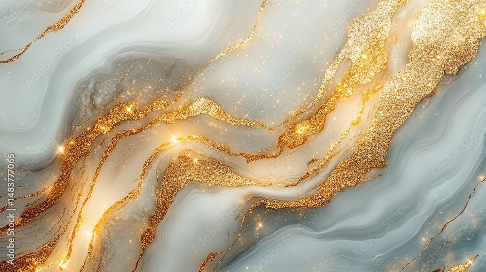 Poster abstract marble texture with gold veins and shimmering highlights creating a luxurious effect