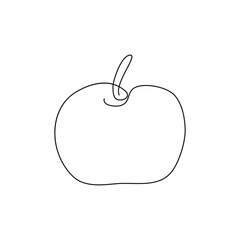 Apple one line. Vector drawing.

