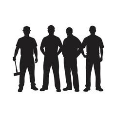 group of labor men silhouette vector art