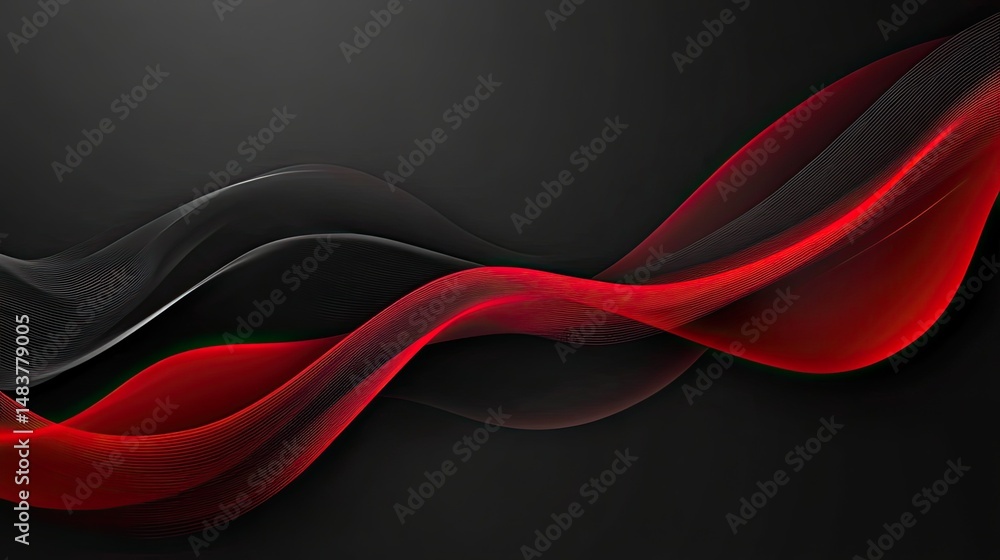Aufkleber abstract background featuring flowing red and black lines against a dark backdrop design
