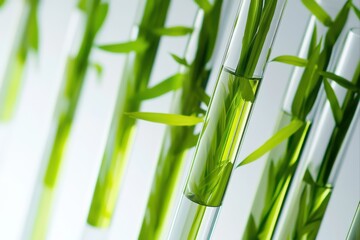 Obraz premium Plant samples in test tubes, science and research use cases
