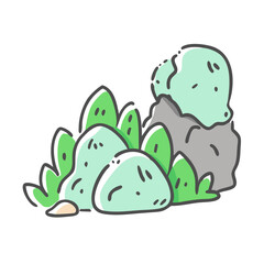 moss covered rocks icon, moss covered rocks vector illustration-simple illustration of moss covered rocks, perfect for moss covered rocks logos and icons