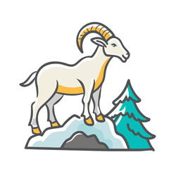 mountain goat icon, mountain goat vector illustration-simple illustration of mountain goat, perfect for mountain goat logos and icons