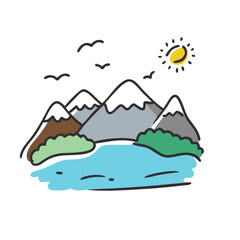mountain lake icon, mountain lake vector illustration-simple illustration of mountain lake, perfect for mountain lake logos and icons