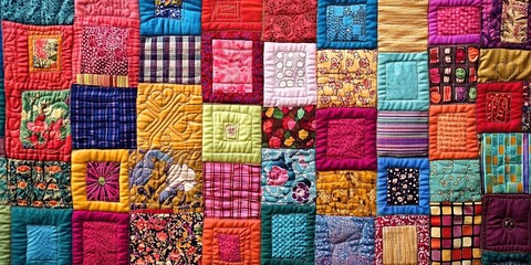 Colorful Patchwork Quilt with Various Patterns