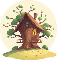 House on the tree vector illustration.