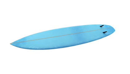 A vibrant blue surfboard set against a transparent background, symbolizing summer beach fun and adventure