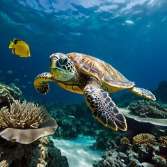 Fototapeta premium sea turtle swimming