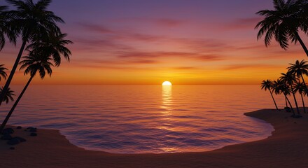 Tropical sunset beach scene