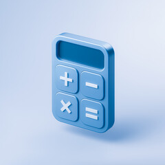 Obraz premium 3D Math Icon – Blue Calculator Interface with Rounded Buttons
