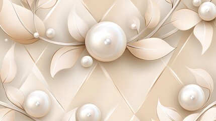 Elegant Pearl and Beige Leaf Wallpaper Design