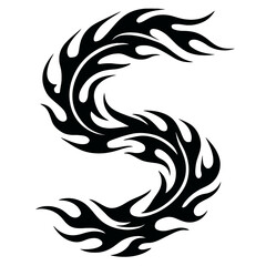 Tribal Flame Letter S: Abstract Alphabet & Energetic Symbol