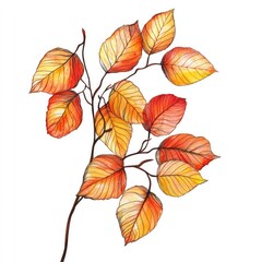 Fototapeta premium Autumnal Branch with Vibrant Leaves