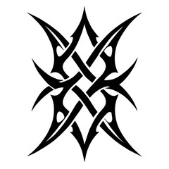 Black Graphic Stylized Tribal Interwoven Knot. Graphic Element Vector Icon Representing Strength, Unity, or Abstract Design.