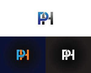 PH letter logo design set creative monogram style vector template identity solutions corporate branding business graphics