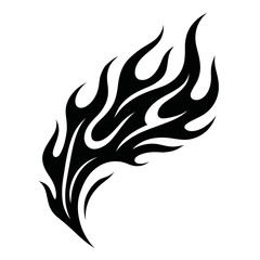 Black Graphic Stylized Tribal Sweeping Flame. Graphic Element Vector Icon Representing Energy, Movement, or Passion.