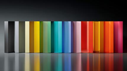 A vibrant display of colorful rectangular objects reflecting light beautifully.