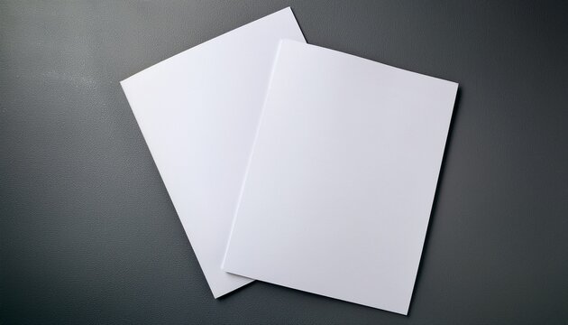 white blank sheets of a4 a5 paper size or documents mockup on a gray background template for design blank paper sheets
