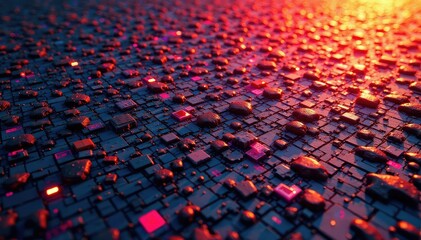 Obraz premium Distorted grid displaying a staggered, incomplete pattern , broken, asymmetrical