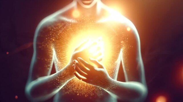 体の中から光・心臓が波打つ