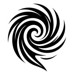 Black Graphic Stylized Swirl. Graphic Element Vector Icon Representing Motion, Energy, or Abstract Design.
