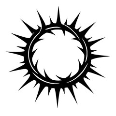 Black Graphic Crown of Thorns. Graphic Element Vector Icon Representing Suffering or Religious Symbolism.