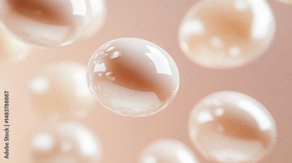 Poster delicate translucent bubbles hover in the air, reflecting light and creating an enchanting atmospher