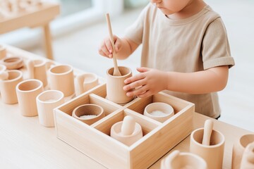 Bright Montessori workspace highlights children's joy in hands-on cooking experiences with natural materials
