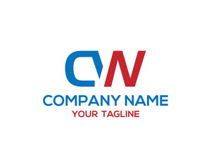 CW initial letter logo design blue and red colors company name template vector modern style