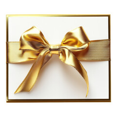 Present with golden ribbon bow on transparent background