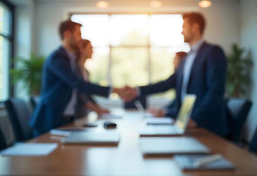 Generative AI Image representing a Blurred Business Handshake Deal Meeting