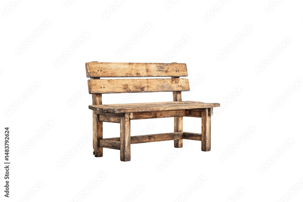 Poster rustic wooden bench isolated on transparent background for your design projects