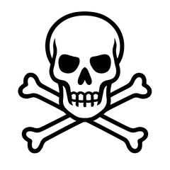 Black and White Cross Skull Clipart Graphic Element