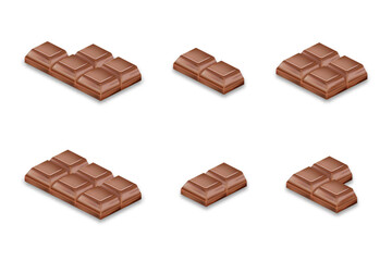 Realistic Chocolate Bar Set – Isometric Vector Collection