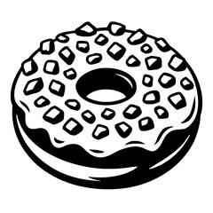Black and White Solid Donut Food Clipart Icon