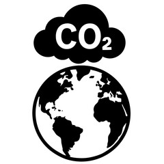 Black and White CO2 Carbon Dioxide Emission Cloud Icon Graphic