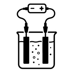 Black Graphic Galvanic Cell. Graphic Element Vector Icon Representing Electrochemical Cell or Battery Experiment.