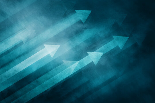 Abstract teal textured background with diagonal arrows pointing upwards, symbolizing growth, progress, and success